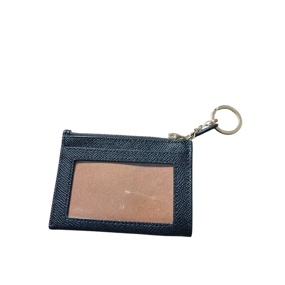 Mini Skinny Id Case Key Ring Black Gold